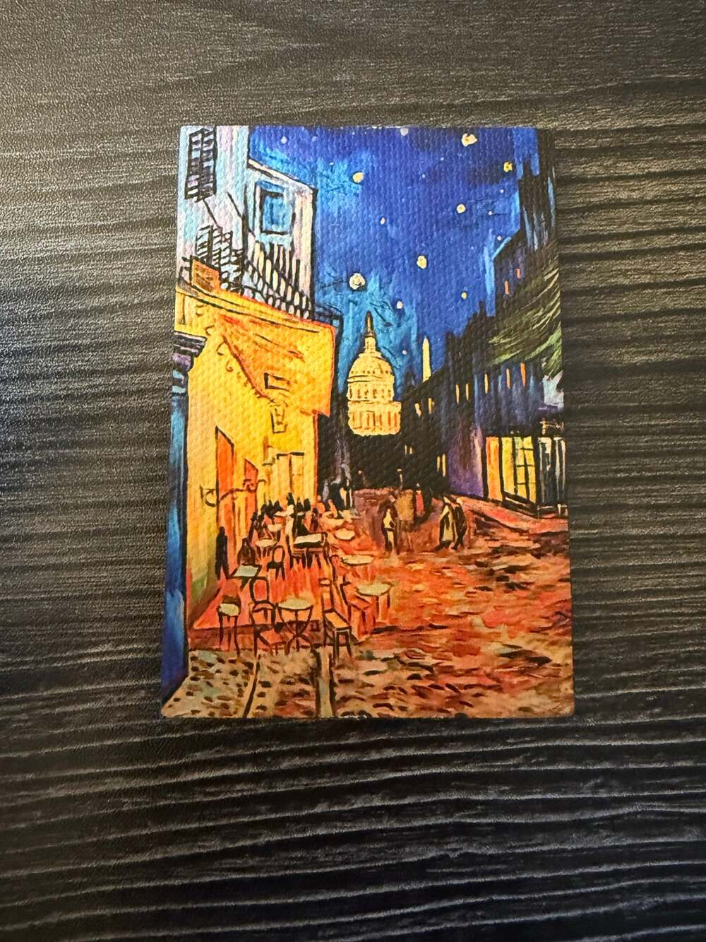 Mini Zachary Sasim "Cafe Terrace in D.C." Vincent Van Gogh Parody Canvas Art